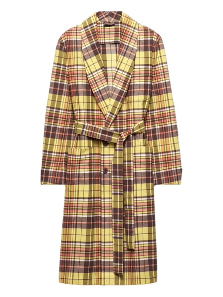  Prada Plaid Trench Coat - Yellow 