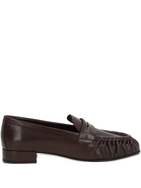  Prada Pleated Leather Loafers - Brown 