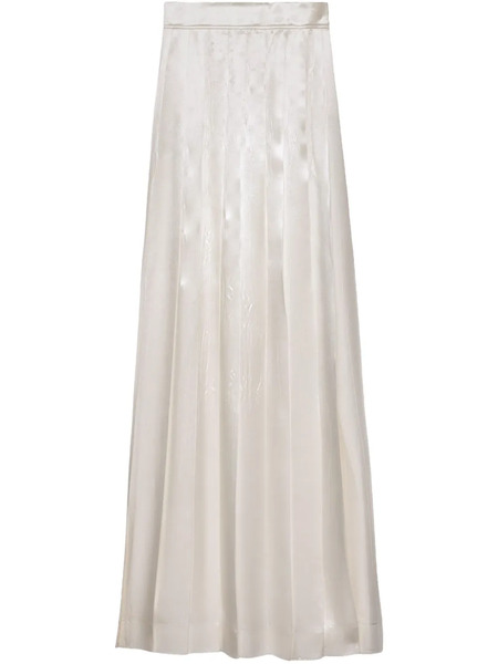  Prada Pleated Satin Maxi Skirt - White 