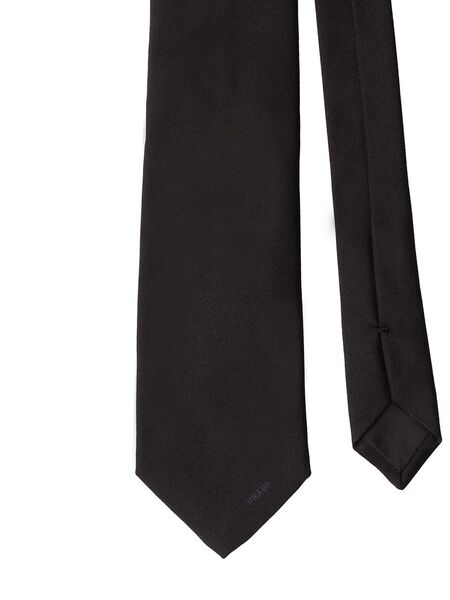  Prada Pointed Satin Tie - Black 