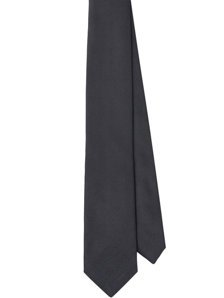  Prada Pointed Satin Tie - Grey 