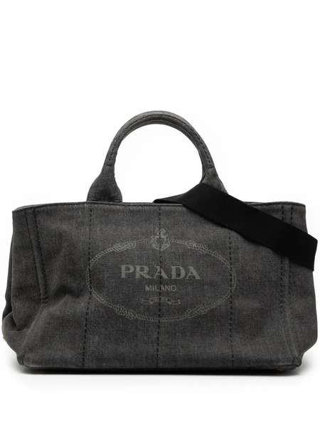  Prada Pre-owned 2013-2025 Denim Canapa Logo Satchel - Grey 