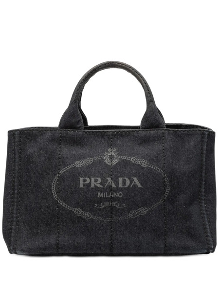  Prada Pre-owned 2013-2025 Denim Canapa Logo Satchel - Grey 
