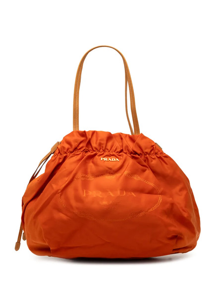  Prada Pre-owned 2013-2025 Tessuto Logo Drawstring Tote Bag - Orange 