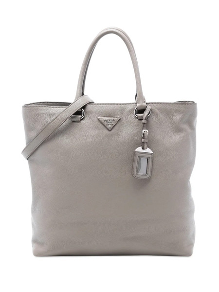  Prada Pre-owned 2010-2026 Vitello Daino Open Convertible Tote Satchel - Grey 