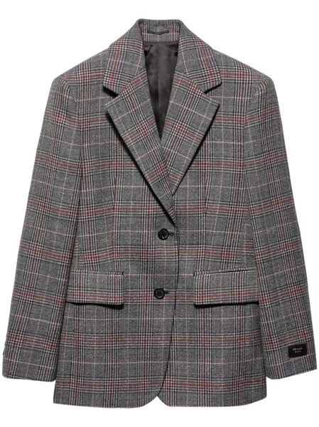  Prada Prince Of Wales Checked Wool Blazer - Brown 