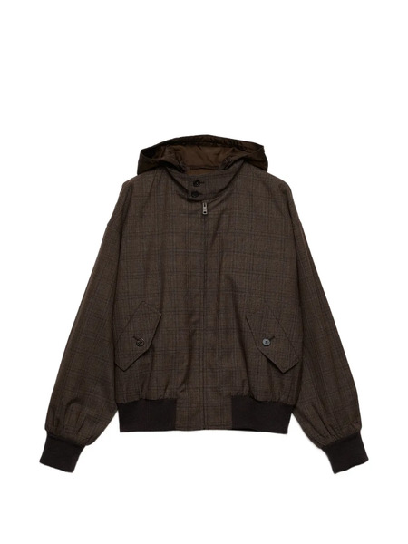  Prada Prince Of Wales Checked Wool Jacket - Brown 