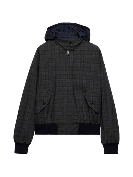  Prada Prince Of Wales Checked Wool Jacket - Grey 
