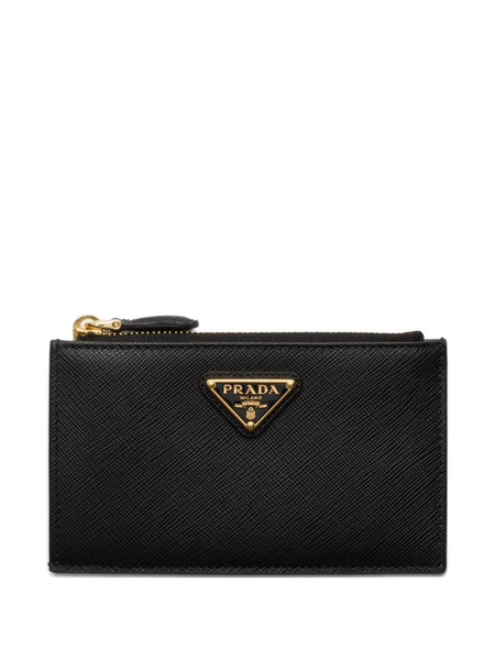  Prada Printed Leather Card Holder - Black 