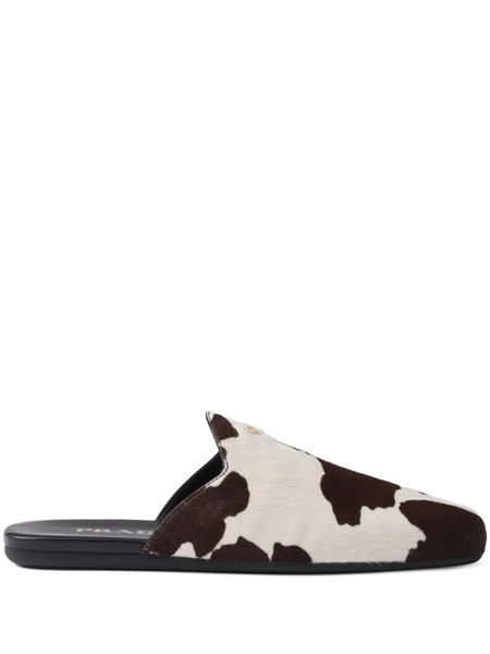  Prada Printed Leather Mules - White 