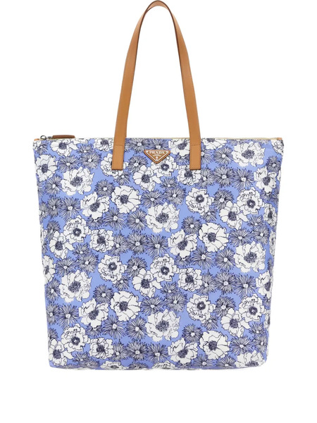  Prada Printed Re-nylon Tote Bag - Blue 