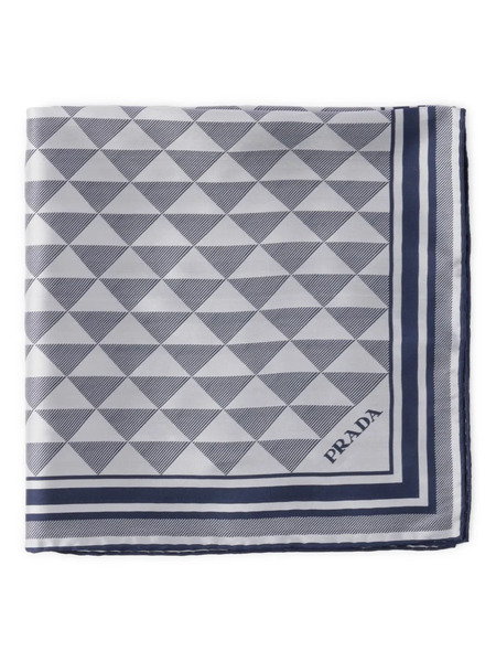  Prada Printed Silk Scarf - Blue 