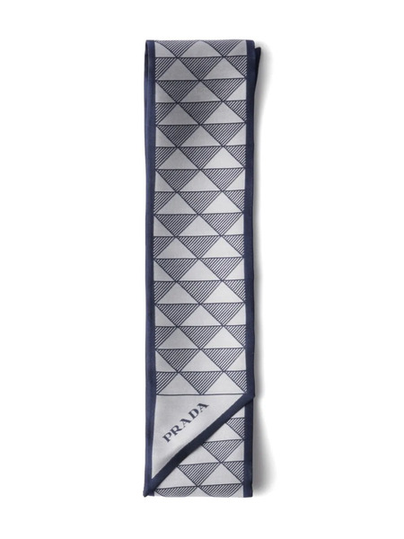  Prada Printed Silk Scarf - Blue 