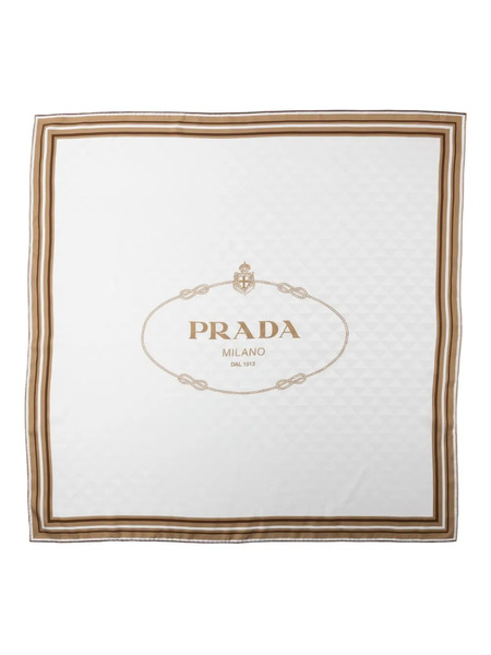  Prada Printed Silk Scarf - Neutrals 