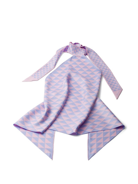  Prada Printed Silk Twill Halter Top - Pink 