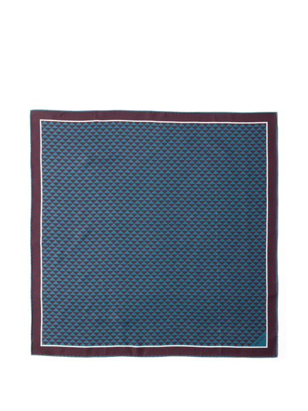  Prada Printed Silk Twill Scarf - Blue 