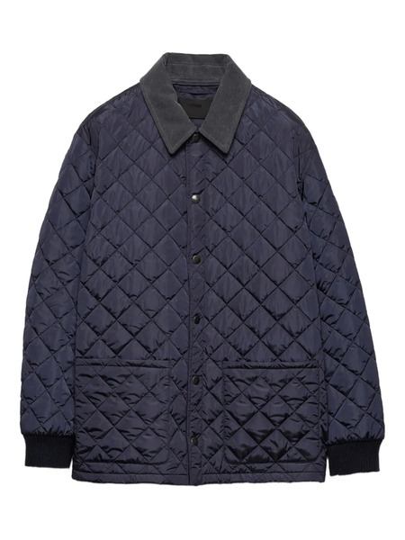  Prada Quilted Corduroy-collar Jacket - Blue 