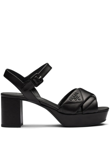  Prada Quilted Leather Sandals - Black 