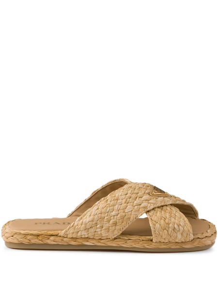  Prada Raffia Slides - Neutrals 