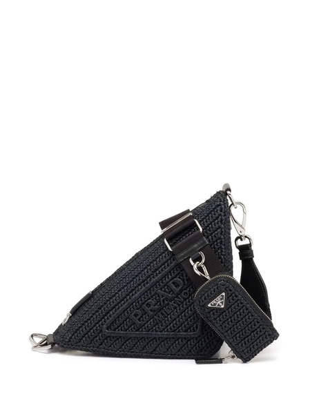  Prada Raffia Triangle Shoulder Bag - Black 