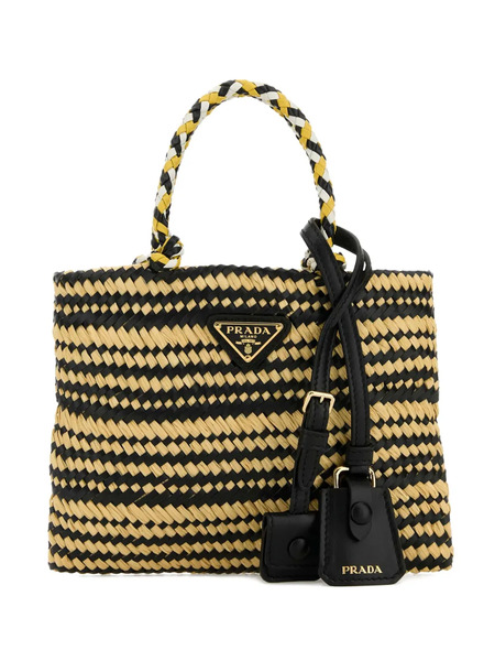 Prada Raffia Woven Tote Bag - Neutrals 
