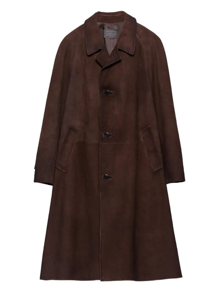  Prada Raglan-sleeve Suede Coat - Brown 