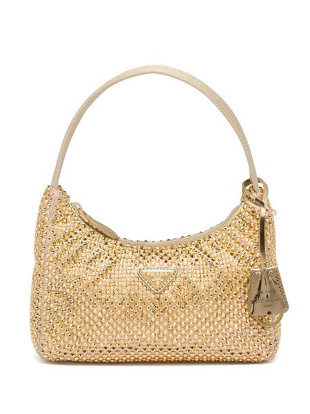  Prada Re-edition Crystal-embellished Mini Bag - Gold 