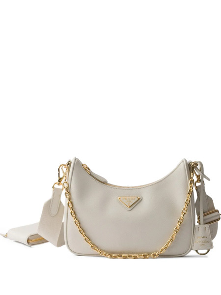  Prada Re-edition 2005 Leather Shoulder Bag - Neutrals 