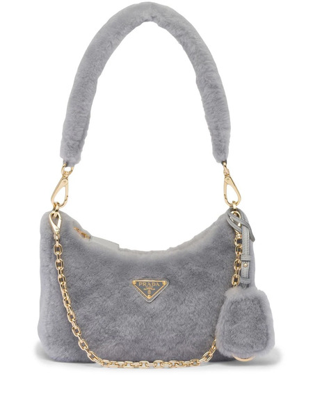  Prada Re-edition Shearling Mini Bag - Grey 