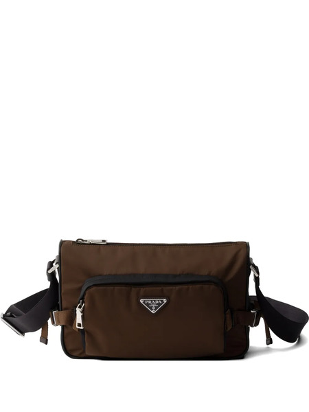  Prada Re-nylon And Leather Shoulder Bag - Brown 