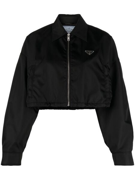  Prada Re-nylon Cropped Blouson Jacket - Black 