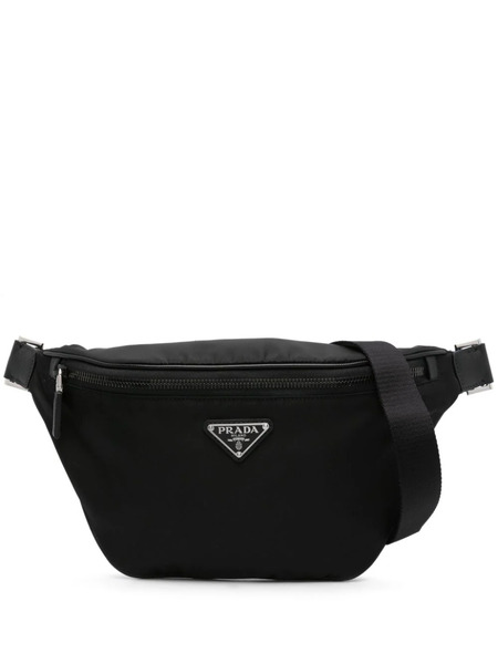  Prada Re-nylon Enamel-logo Belt Bag - Black 