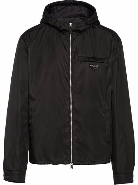  Prada Re-nylon Hooded Blouson Jacket - Black 