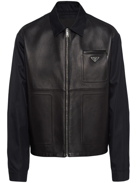  Prada Re-nylon Leather Jacket - Black 
