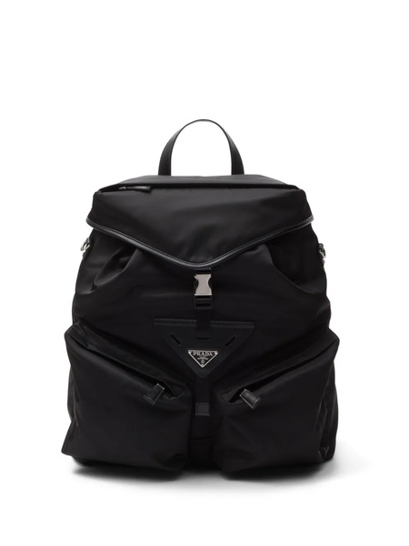  Prada Re-nylon Leather-trimmed Backpack - Black 