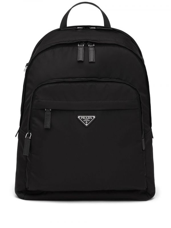  Prada Re-nylon Logo-plaque Backpack - Black 