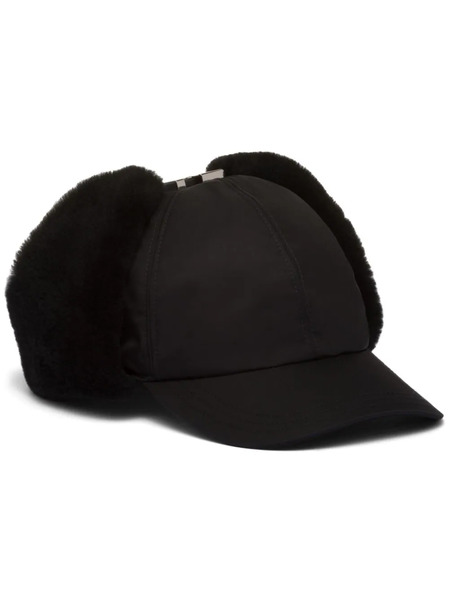  Prada Re-nylon Shearling-trim Hat - Black 