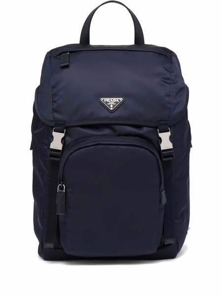  Prada Re-nylon Triangle Logo Backpack - Blue 