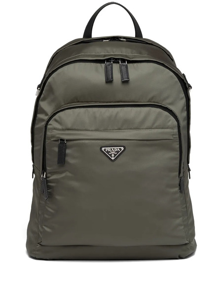  Prada Re-nylon Triangle Logo Backpack - Green 