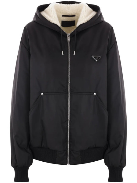  Prada Re-nylon Triangle-logo Hooded Jacket - Black 