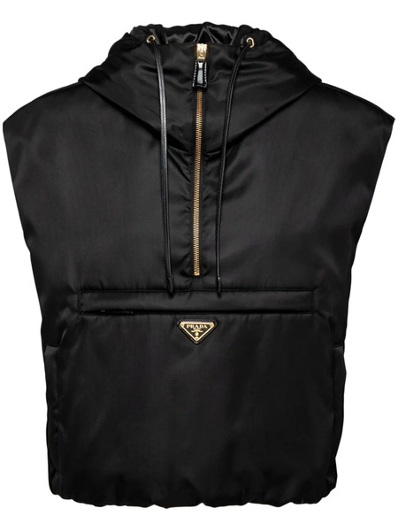  Prada Re-nylon Triangle-logo Hooded Vest - Black 