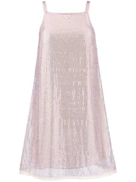  Prada Rhinestone-embellished Mesh Minidress - Pink 