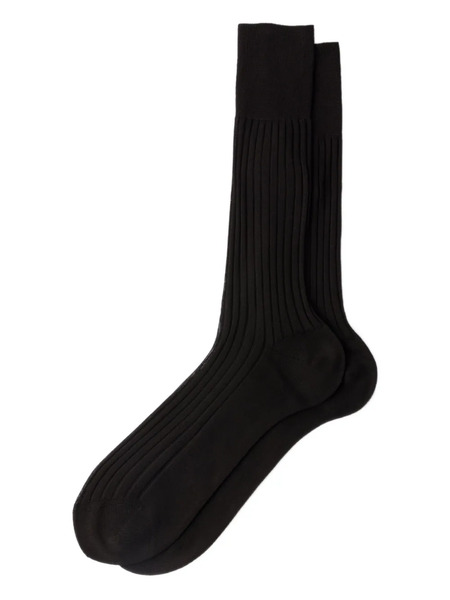  Prada Ribbed Cotton Socks - Brown 