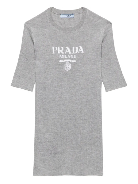  Prada Ribbed-knit Top - Grey 