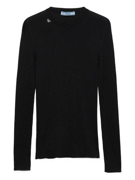  Prada Ribbed Triangle-logo Sweater - Black 