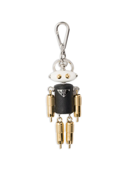  Prada Robot Leather Keyring Charm - Black 