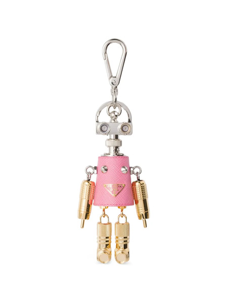  Prada Robot Saffiano Leather Keyring Charm - Pink 