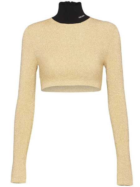  Prada Roll-neck Lamé Jumper - Gold 
