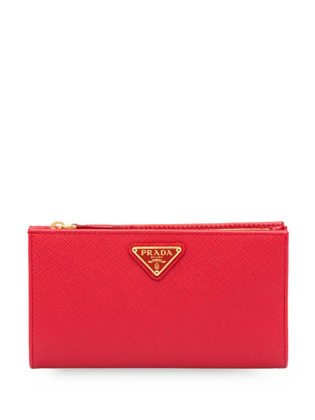  Prada Saffiano Bi-fold Wallet - Red 