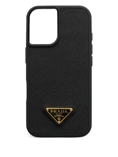  Prada Saffiano Leather Iphone 16 Case - Black 